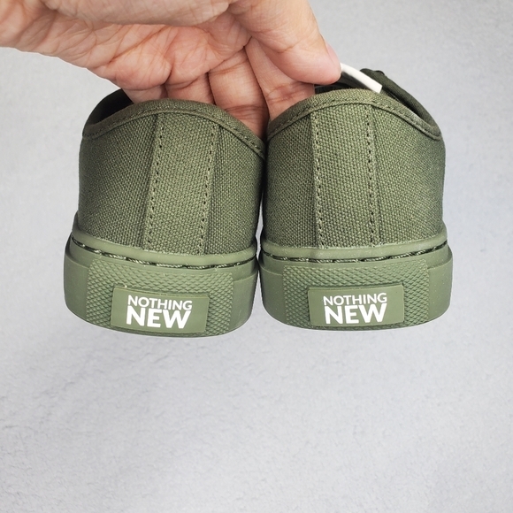 Nothing New Olive Green Canvas Classic Low Top Sneakers - Picture 8 of 14